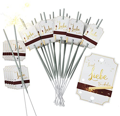 Bl4ckPrint Wunderkerzen Set 20 Stk. - Tischdeko für Hochzeit - Gastgeschenk - inkl. Streichholz - Hochwertig