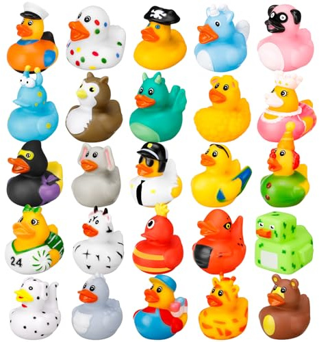 Halinuia 25 Stück Gummi Badeenten Bunt Gummiente Schwimmer und Bade Enten Rubber Duck Kinder Badewannenspielzeug Niedlich Gummi Ente für Kinder Babydusche Kindergeburtstagpartys Strand und im Pool