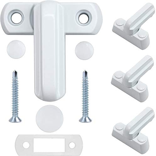 Sandiyago 4 Stück Fenstersicherung - Fensterriegel - Schwenkriegel mit Befestigungsschrauben, Einbruchschutz Stabile Zusatzverriegelung für UPVC PVC Fenster Fenster und Tür - Weiß