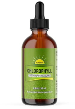 Chlorophyll Tropfen aus Alfalfa, vegan, 50 ml, Braunglas mit Glaspipette