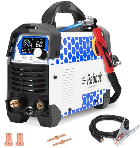 Reboot 60A Plasmaschneider 230V IGBT | PT31 Rolle für Einfacheres Schneiden, 2T/4T Funktion, 18mm Max Schneidtiefe für Edelstahl Aluminium Kupfer,RBC6000 PRO
