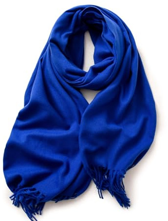 KARMA.DIEM Schal Damen Herren XXL 180x65 cm Cashmere Merino Touch weich leicht groß Stola Halstuch Schultertuch Wrap Pashmina Oversize Unisex - Blau