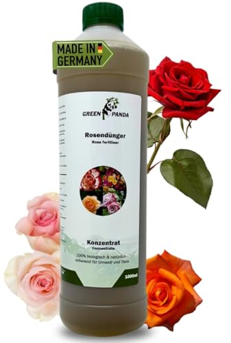 GreenPanda Rosendünger flüssig - 1000ml Rosendünger Garten langzeit | Rosen Dünger - Rosen pilzfrei Konzentrat - Rosenrost Spritzmittel fördert Wurzelstärkung & Blütenbildung (1Liter)
