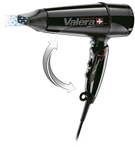 Valera Swiss Light Fold-Away 5400, Professioneller Haartrockner, 2000W | Schwarz,Föhn mit Klappgriff,Motor DC Long-Life, 3 Temperaturstufen, Ionen-Generator, 3 m Super-Flex-Kabel, Swiss Made