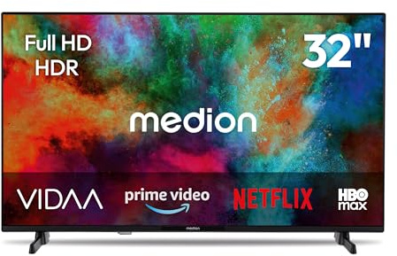 MEDION 80 cm (32 Zoll) Full HD Fernseher (Smart-TV, HDR, VIDAA Store, Netflix, Prime Video, Disney+, DAZN, Paramount+, HbbTV, PVR, Bluetooth, MD 832101)