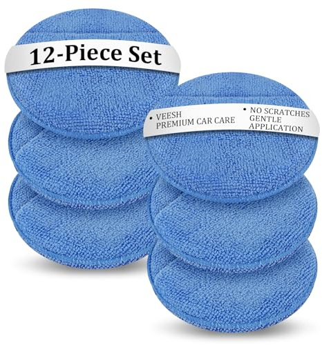 vsshe 12 Stück Mikrofaser Wachs Applikatorpads, Auto Handpolierschwamm, Polierschwamm, Autopolitur Schwamm, Profi Wax Applikator Pad mit Fingertasche für Autos, LKW, Boot, Reinigung und Feinpolieren