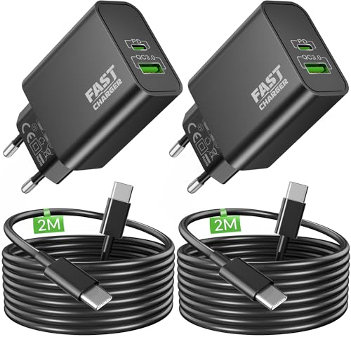 40W USB C Ladegerät, 2-Port Handy Schnellladegerät PD/PPS Mehrfach Netzteil, Kabel USBC Schnellladekabel für Samsung Galaxy S26 S25 S24 S23 Ultra 5G A56, iPhone 17 16 15, Charger 60W Ladekabel, 2Pack