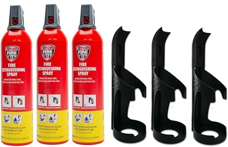 IWH - Feuerlöschspray 750 ml | Kompakter ABF Schaumlöscher mit Halter ideal für Camping, Auto, Haus und Freizeit | Kleines Feuerlöschspray ideal auch für unterwegs | Inhalt: 3x750 ml; H: 315 mm