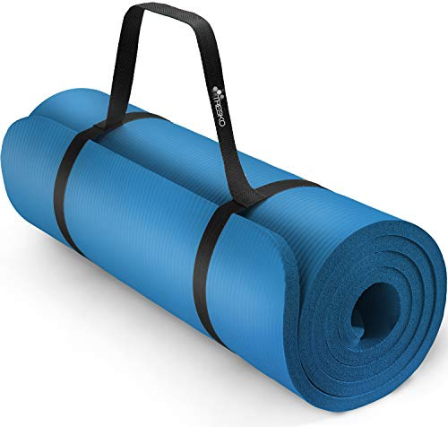 TRESKO® Yogamatte Rutschfest & Gepolstert mit Tragegurt 185x60 & 190x100 cm | Gymnastikmatte Phthalatfreie | Hautfreundliche Pilatesmatte 0,8-1,5cm hoch | Dicke Fitnessmatte Gym Yoga Matte Indoor/Outdoor