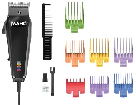 Wahl Multi Cut Tierhaarschneidemaschine für Fellpflege daheim | Klingen aus hochkohlenstoffhaltigem Stahl, rostbeständig, präzisionsgeschliffen, leicht, farbcodierte Kämme, Netzanschluss