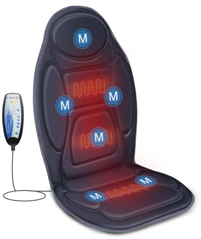 Snailax Massagesitzauflage, Massageauflage mit Wärme und Vibration für Rücken und Nacken, Rückenmassagegerät zur Entspannung zuhause und im Büro, Geschenke für Männer Frauen
