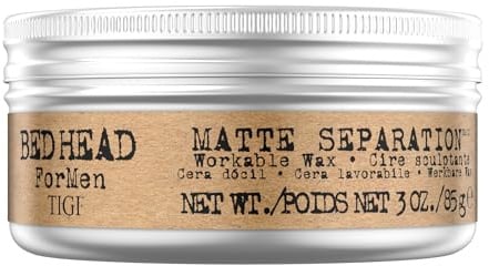 Bed Head For Men by TIGI | Matte Separation Styling-Haarwachs | Professionelles, mit festem Halt für Männer | Haarstyling-Produkt mit Bienenwachs | Für kurzes mit mittellanges Haar | 85 g