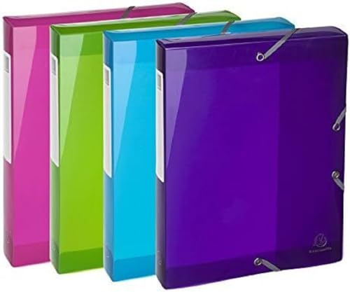 Exacompta 59780E Premium Sammelbox Iderama mit Gummizug 40 mm breit aus extra starkem Colorspan-Karton mit Rückenschild für DIN A4 Archivbox Heftbox Dokumentenbox Zeichenbox 1 Stück Zufallsfarbe