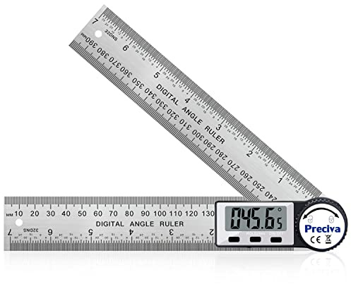 Winkelmesser, Preciva Digitaler-Winkelmesser mit Bildschirm HOLD - und 180° drehbar Funktion, 400mm Winkelschmiege Lineal aus Edelstahl für Holzarbeiten, Heimarbeit - größes Display