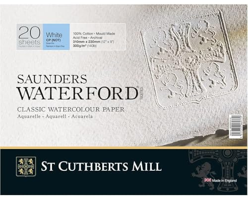 SAUNDERS WATERFORD SERIES St Cuthberts Mill Saunders Waterford Aquarellpapier T46330051011C: 300 g/m², Feinkorn, Aquarellblock 31 x 23 cm, rundumgeleimt, 20 Blatt weiß