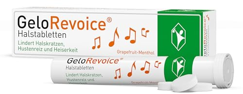 GeloRevoice Halstabletten Grapefruit-Menthol: Lindert Halskratzen, Hustenreiz und Heiserkeit, lang anhaltende Linderung auch bei Halsschmerzen, Schluckbeschwerden und Räusperzwang, 20 Stk