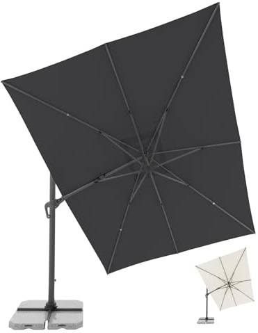 Doppler Pendelschirm Jack 300x400cm, Anthrazit, mit Kurbel, UV-Schutz 50+