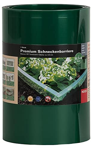 NOOR Schneckenbarriere Premium - Schneckenzaun Kunststoff - 0,2 x 8 m | Zweifach gekanteter Oberrand aus PET, 0,5 mm stark - lichtdurchlässig & UV-stabil - einfach auf Beetlänge zuschneidbar
