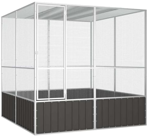 vidaXL Vogelkäfig Vogelhaus Anthrazit 213,5x217,5x211,5cm Verzinkter Stahl