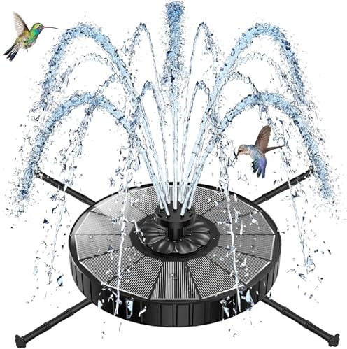 SZMP 3.5W Solar Springbrunnen für Außen mit Rotierende Stange, 2026 Upgrade Glas Solar Teichpumpe, Verstellbare Wasserhöhe, Solarbrunnen mit 8 Effekte Solar Schwimmender Solarpumpe für Garten, Teich