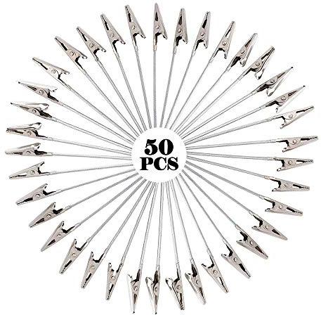 JIYUAN 50 Stück Metall-Foto-Klammern, Krokodilklemmen aus Stahl, Silberfarben, Linear, für Notizen, Fotos, Memoclips, Ton, Kuchen, Zubehör, Dekoration, Haus