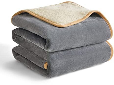 LE SURE wasserdichte Hundedecke Grosse Hunde - 100x120cm Outdoor Hundedecke waschbar, Hundedecke Sofaschutz aus Sherpa Fleece, Katzendecke weich, grau