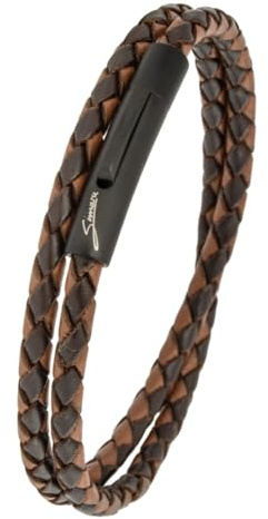 Simaru Lederarmband, 4mm geflochten zum Wickeln für Frauen & Männer, Echtleder-Wickelarmband mit Edelstahl Hakenverschluss, Premium-Qualität ((41cm Lenght - L), Braun mix)