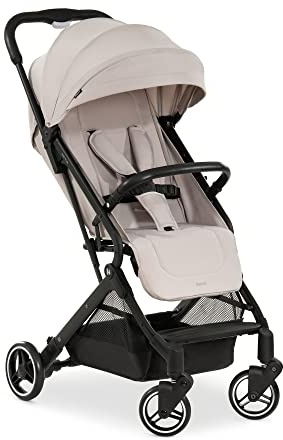 hauck Reisebuggy Einhändig Klein Zusammenklappbar, Travel N Care Beige | Leichter Buggy mit Tragegurt 6,9 kg, Sichtfenster, Liegeposition ab Geburt bis 22 kg, UV-Schutz 50+, pannensichere EVA Räder
