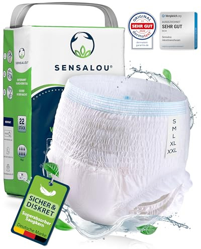 Sensalou Inkontinenz-Erwachsenen-Windeln Größe L (22 Stk) Männer Frauen - Windel-Hosen-Pants für Erwachsene Senioren Tag Nacht