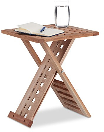 Relaxdays Beistelltisch klappbar, Klapptisch Walnuss, Couchtisch klein, Nachttisch eckig, HBT: 40,5 x 33 x 33 cm, natur, Walnussbraun