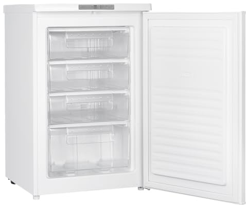 Wiggo - freistehender Gefrierschrank klein 58 x 55 x 85 cm I schlichter Tiefkühlschrank 35 kg I 91L I intelligenter & eleganter Gefrierschrank weiß I 91L I WF-TT8D(W) I Tisch Tiefkühltruhe EEK D