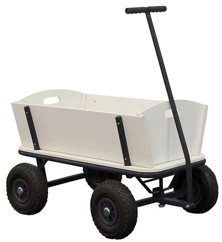 Sunny Billy Beach Wagon Bollerwagen in Anthrazit | Handwagen aus Holz mit Luftreifen | Belastbar bis 100 kg | 94x61x97cm