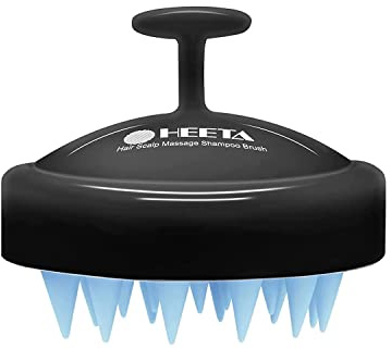 HEETA Kopfhaut Massagebürste, Tiefenreinigende Kopfmassage Bürste für Nass & Trockenhaar, Massagebürste Haare mit Weichem Silikonkopf für Peeling und Kopfmassage, Schwarz & Blau