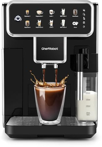 ChefRobot Espresso-Vollautomat AM7203 mit Mahlwerk, Milchtank & Touchscreen