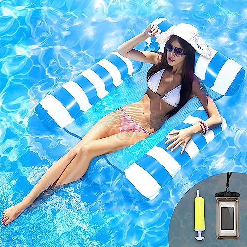 Pool Sitz Schwimmende Hängematte, WasserhängematteSpielzeuge Luftmatratze Pool Sessel Wassersitz Poolhängematten Liegematte für Erwachsene (Blau)
