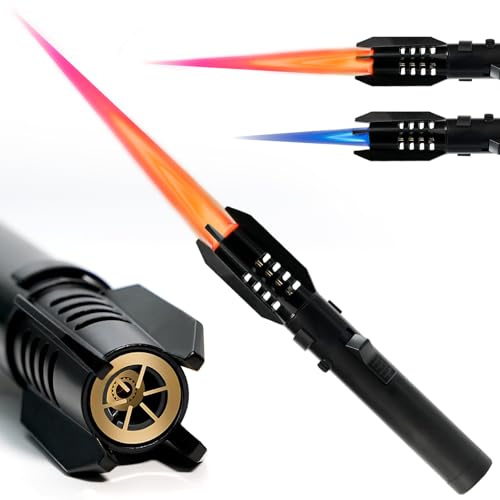 Feuerzeug Lang Stabfeuerzeug Sturmfeuerzeug Jetflamme Gas Nachfüllbar 20CM | Winddicht Lighter mit Sicherheitsschutz Camping Gadgets, Geschenke für Männer, Vatertagsgeschenk Geburtstagsgeschenk