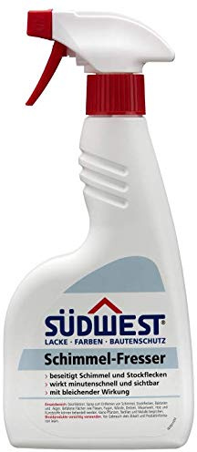 Südwest Schimmelfresser chlorhaltiges Spray zum Entfernen Abtöten & Bleichen von Schimmel, Pilzen, Stockflecken, Algen & Moos, für schimmelbefallene Untergründe Sprühflasche (500 ml)