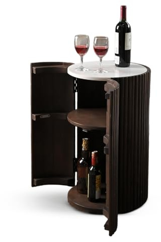 iAnanas Barschrank Premium Luxus Rustikales Weinregal aus Holz mit Marmorplatte dekorativer Weinständer Stauraum für Getränke und Gläser ideal für Wohnzimmer Party Raum Bistro Hausbar