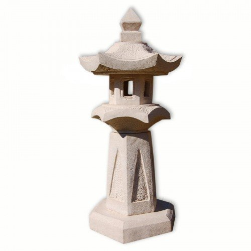 Wilai Thaiboo Steinlaterne Steinlampe 1-stöckige Japanlampe Gartenlaterne Gartendeko Asiagarten Weiss 55 cm hoch