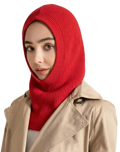ZLYC Damen Winter Sturmhauben Stricken Winddicht Beanie Mütze Kapuzenschal | Warme weich und bequeme Balaclava,die im Winter Kopf und Nacken vor Wind schützt