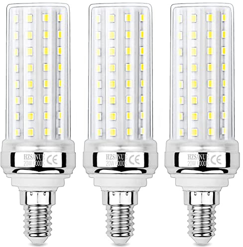 HZSANUE E14 LED Mais Lampen 20W, 6000K Tageslichtweiß, 2200Lm, Kleine Edison Schraube Kerze Leuchtmittel, 150W Glühlampen Äquivalent, Nicht Dimmbar, 3er-Pack