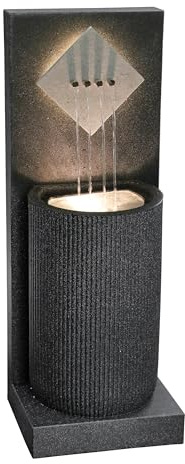 Dehner Gartenbrunnen Triton, Terassenbrunnen frostbeständig, Brunnen für Außen, mit LED Beleuchtung, ca. 96.5 x 36.5 x 33.5 cm, Polyethylen, schwarz