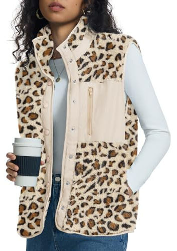 Kistore Teddy Fleece Weste Damen Ärmellose Weste Stehkragen Teddyjacke S-XL | Weste Leicht,Fleece Ärmellos,Teddyfell Weste,Teddywesten Lang