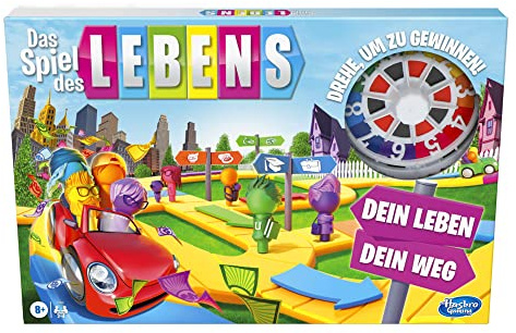 Hasbro Das Spiel des Lebens, Brettspiel für die ganze Familie für 2 – 4 Spieler, für Kinder ab 8 Jahren, enthält Bunte Stifte