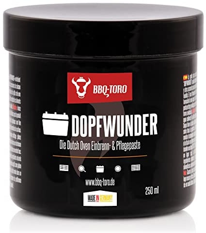 BBQ-Toro DOPFWUNDER - Die Dutch Oven Einbrenn- & Pflegepaste | 250 ml | Paste für Pflege von Gusseisen Grillzubehör | Einbrennpaste auch für Grillrost, Grillplatte, Grillpfanne und mehr