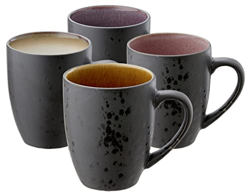 BITZ Kaffee-Becher, Tassen aus Steinzeug, Kaffeetassen mit Henkel, im Set (4 Stück), zweifarbig, 30 cl