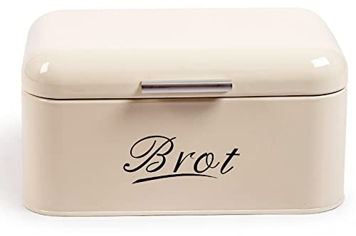 Theo&Cleo Brotkasten mit Deckel, Großer Knäckebrot Box aus Metall, Brotaufbewahrungsbox Bread box, Brot und Kekse Lange Aufbewahren und Trocken Halten, Retro Design 31cm * 19cm * 16cm Beige