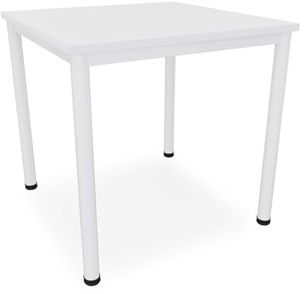 Dila GmbH Schreibtisch/Besprechungstisch in verschiedenen Größen und Farben weißes Metallgestell Konferenztisch Arbeitstisch (B: 80 cm x T: 80 cm, Weiß)
