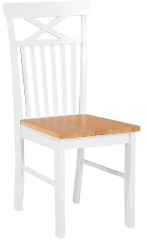 Beliani Esszimmerstuhl Weiß Gummibaumholz Skandinavisch (2er Pack) | Holz, Sitzhöhe 42 cm, Glänzend, Belastbarkeit 80 kg, 44 x 51 x 94 cm