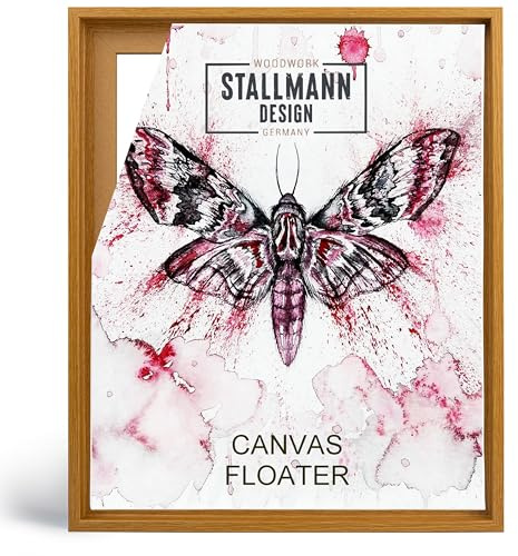 Stallmann Design Schattenfugenrahmen 100 x 150 cm | Farbe: Caramell Eiche | Leer-Rahmen für Leinwände auf Keilrahmen | mit Montagezubehör | ohne Glas und Rückwand